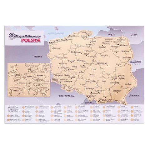 Mapa Odkrywcy - Polska - ulepszona zdrapka Mapa Odkrywcy - Polska - ulepszona zdrapka